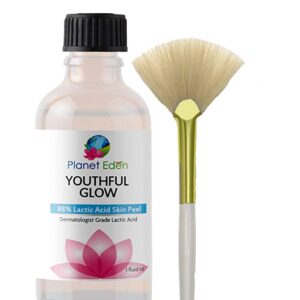 Planet Eden Intense Repair 88% Lactic Acid Skin Peel with Free Fan Brush - Unbuffered Professional Grade - Revive Sun Damaged Skin Quickly