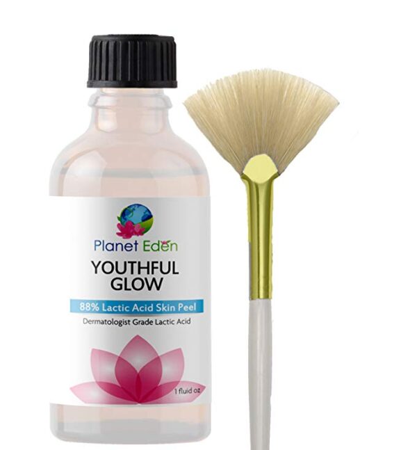 Planet Eden Intense Repair 88% Lactic Acid Skin Peel with Free Fan Brush - Unbuffered Professional Grade - Revive Sun Damaged Skin Quickly