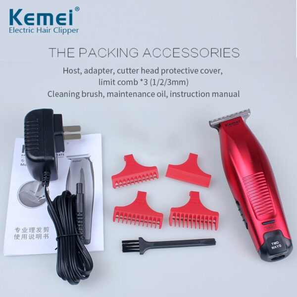 Kemei Professional Hair Clipper Cordless 0mm Baldheaded Hair Beard Trimmer Red Color Precision Hair Cutter Haircut Machine - Image 6